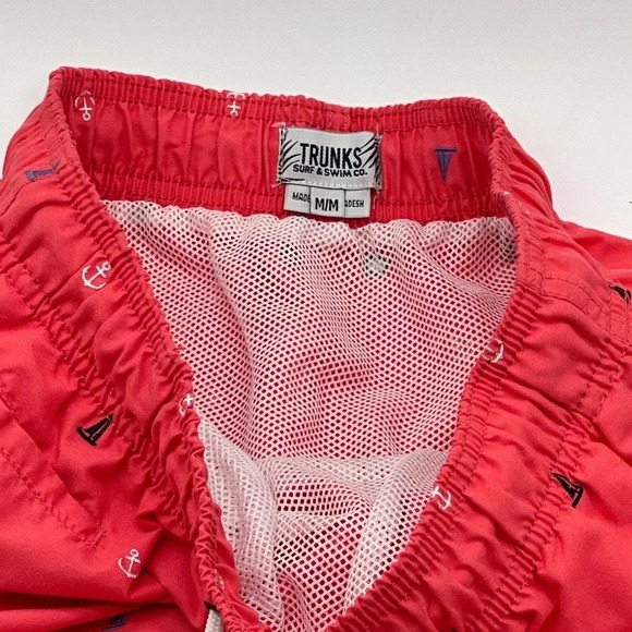 TRUNKS Surf & Swim Co. AnchoEmbroidered  Swim Trunks Men's M Red Drawstring Wais - Picture 5 of 8